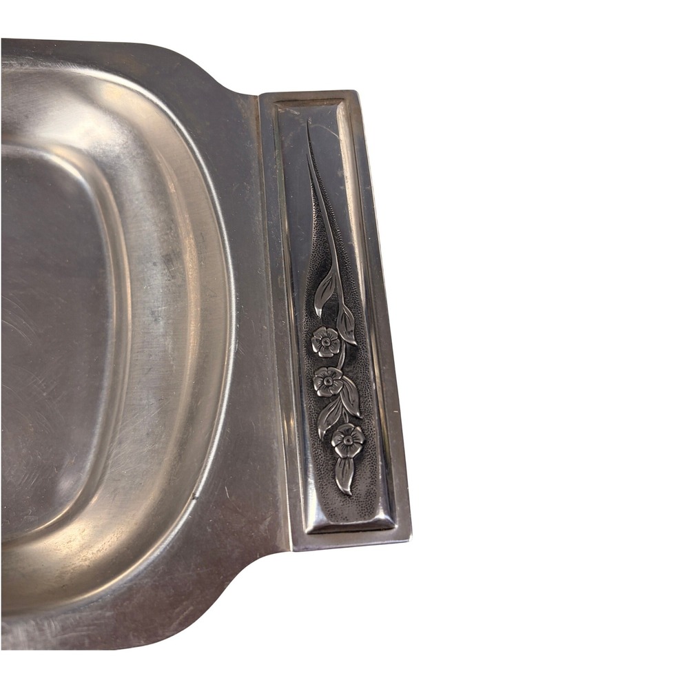 Rogers Insilco 18-8 Stainless Steel Serving Tray Japan Textured Handles MCM - Picture 2 of 3